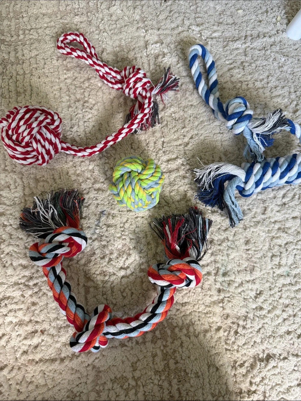Dog Toys Multicolor Rope Tug Toy Set - Red, Blue, Yello